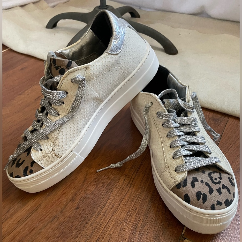 P448 faux snakeskin and animal print sneakers